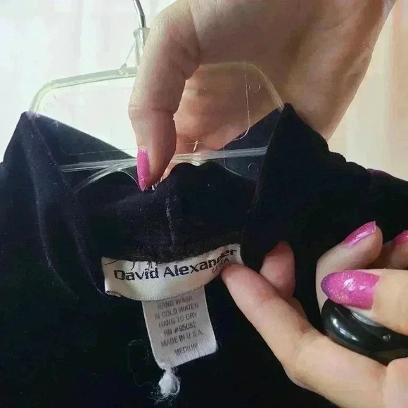 Vintage David Alexander Velvet Long Sleeve Shirt Women's Medium Purple Warm - Picture 3 of 3